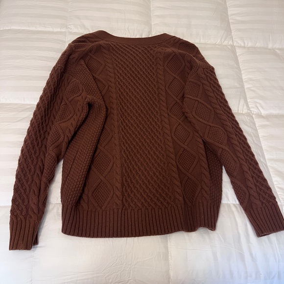 Cozy Brown Cable Knit Cardigan - Picture 3 of 4